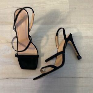 Ann Michelle black square toe strappy heels shoes size 8